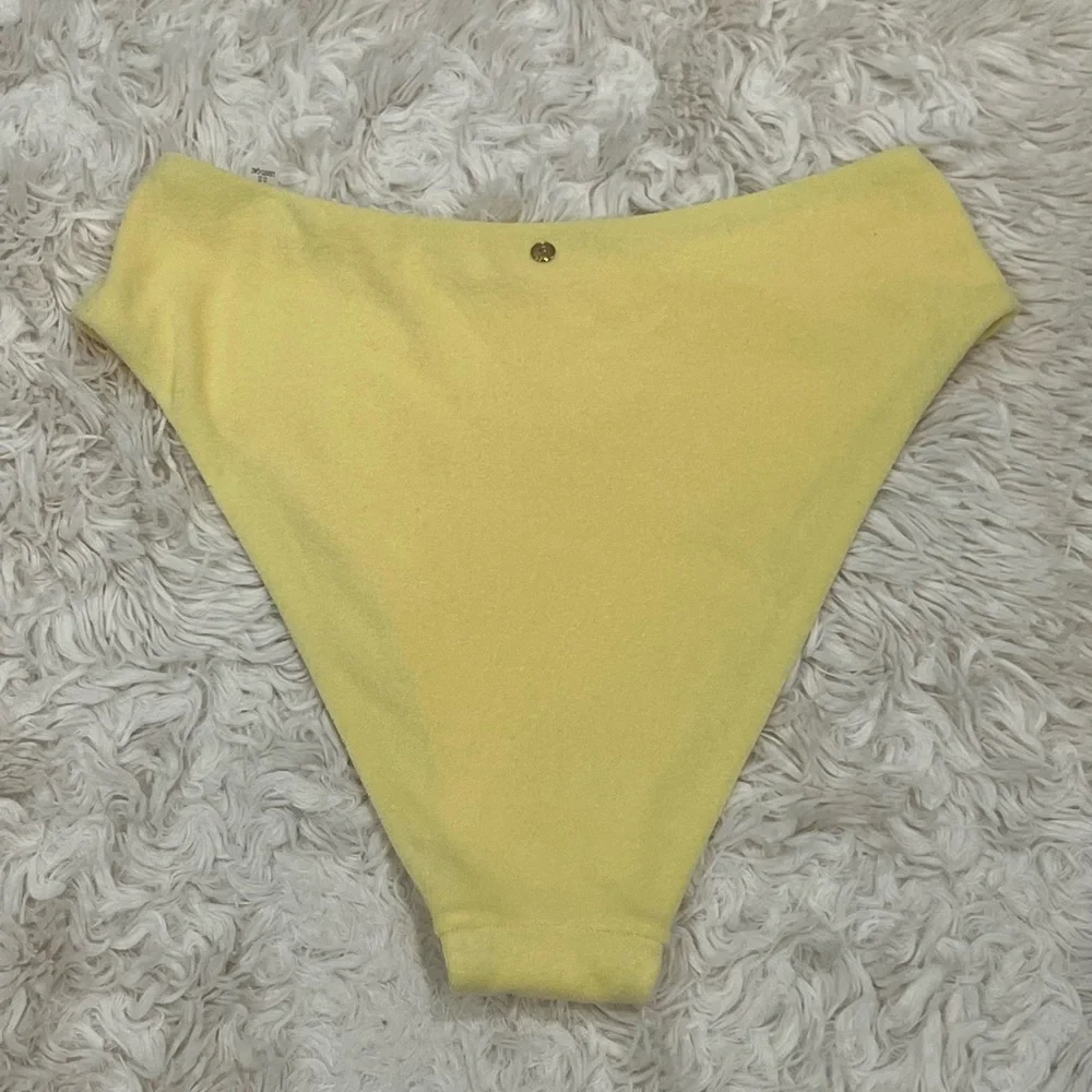 NEW Victoria's Secret Swim High-Waisted Terry Cloth Bikini‎ Bottom Large Yellow